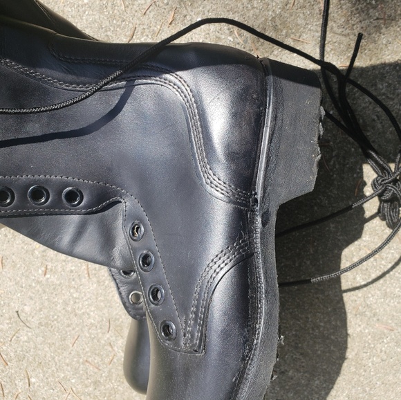 70s Military Combat Boots Leather punk 7.5 Black - Picture 3 of 8